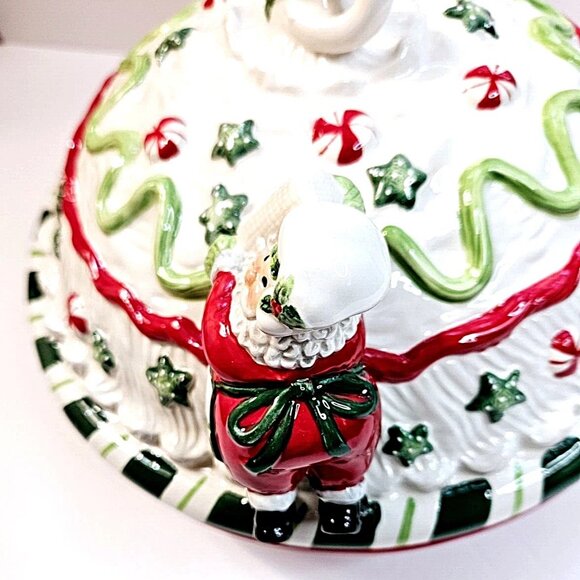 Fitz and Floyd Santa's Kitchen Pie Keeper Ceramic Christmas New In Original Box - Picture 5 of 16